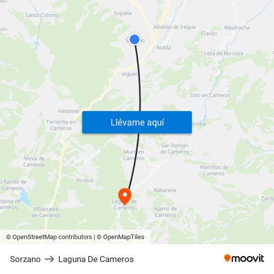 Sorzano to Laguna De Cameros map