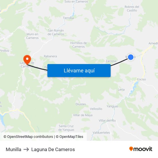 Munilla to Laguna De Cameros map