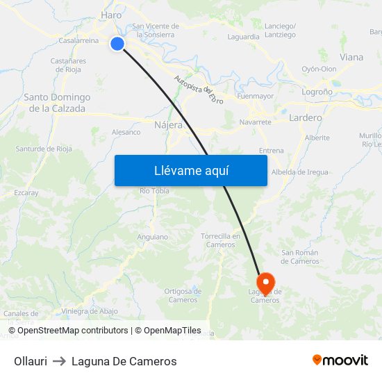 Ollauri to Laguna De Cameros map