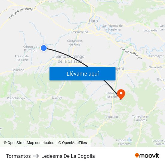 Tormantos to Ledesma De La Cogolla map