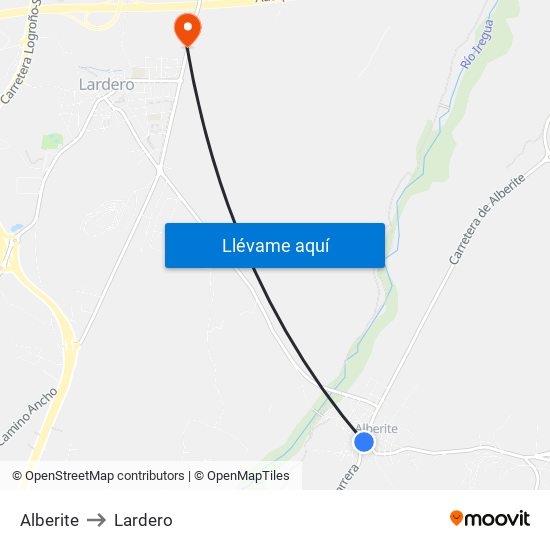 Alberite to Lardero map