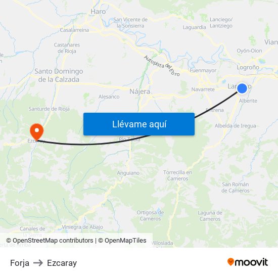 Forja to Ezcaray map