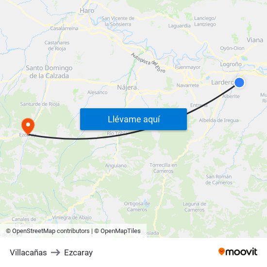 Villacañas to Ezcaray map