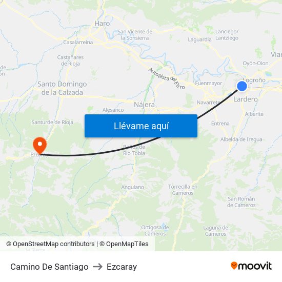 Camino De Santiago to Ezcaray map