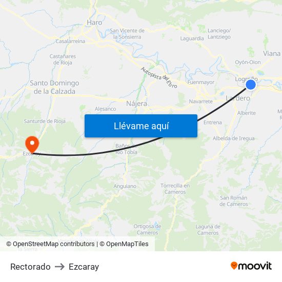 Rectorado to Ezcaray map