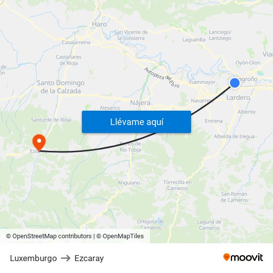 Luxemburgo to Ezcaray map