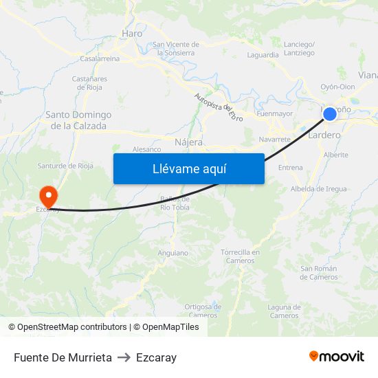 Fuente De Murrieta to Ezcaray map