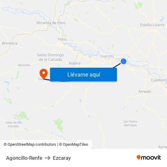Agoncillo-Renfe to Ezcaray map
