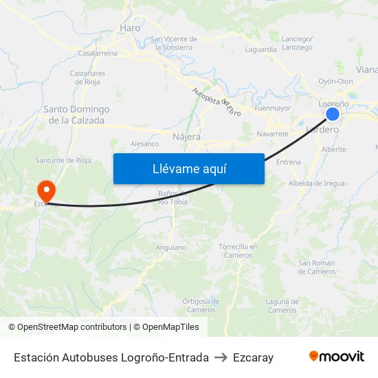 Estación Autobuses Logroño-Entrada to Ezcaray map