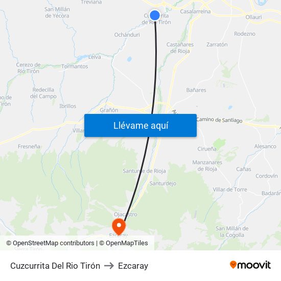 Cuzcurrita Del Rio Tirón to Ezcaray map