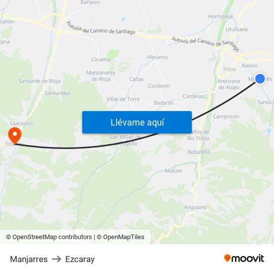 Manjarres to Ezcaray map