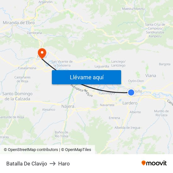 Batalla De Clavijo to Haro map