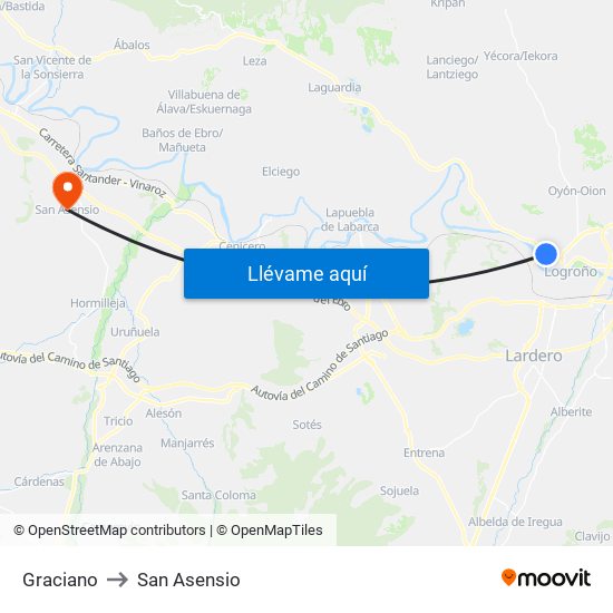 Graciano to San Asensio map