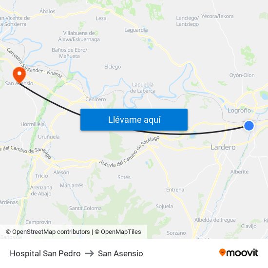 Hospital San Pedro to San Asensio map