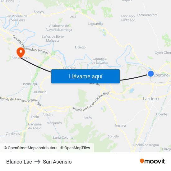 Blanco Lac to San Asensio map