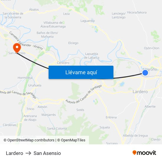 Lardero to San Asensio map