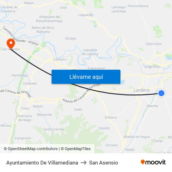 Ayuntamiento De Villamediana to San Asensio map