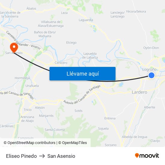 Eliseo Pinedo to San Asensio map