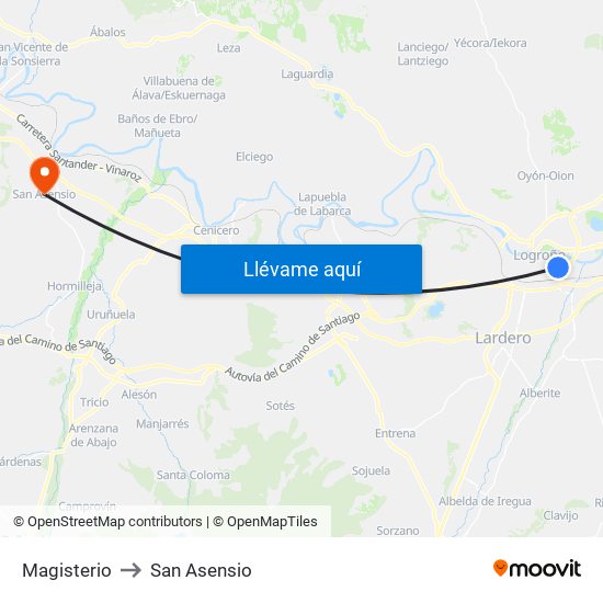 Magisterio to San Asensio map