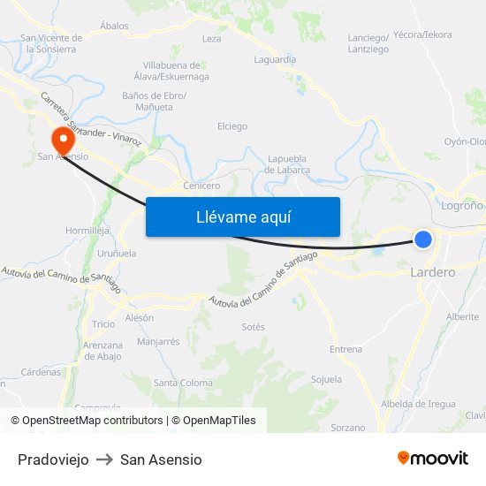 Pradoviejo to San Asensio map