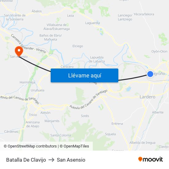 Batalla De Clavijo to San Asensio map