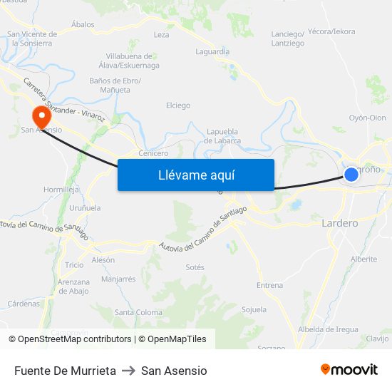 Fuente De Murrieta to San Asensio map