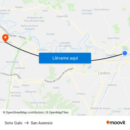 Soto Galo to San Asensio map