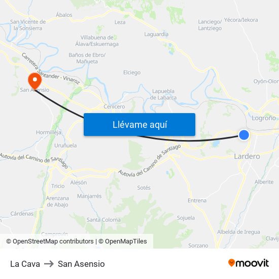 La Cava to San Asensio map