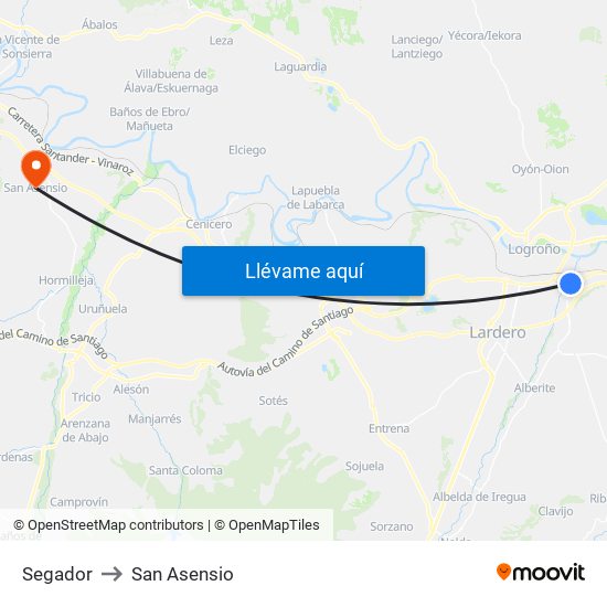 Segador to San Asensio map