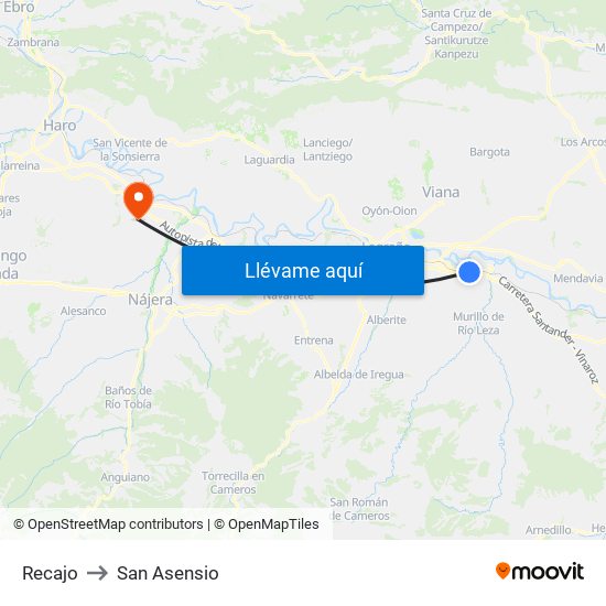 Recajo to San Asensio map