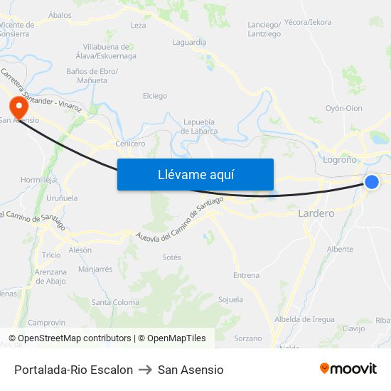 Portalada-Rio Escalon to San Asensio map
