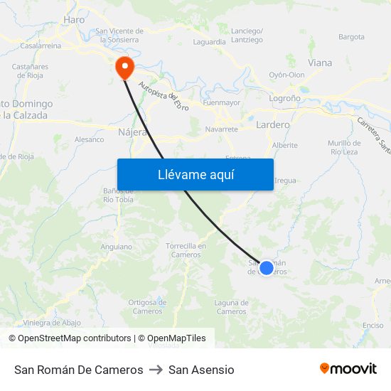 San Román De Cameros to San Asensio map