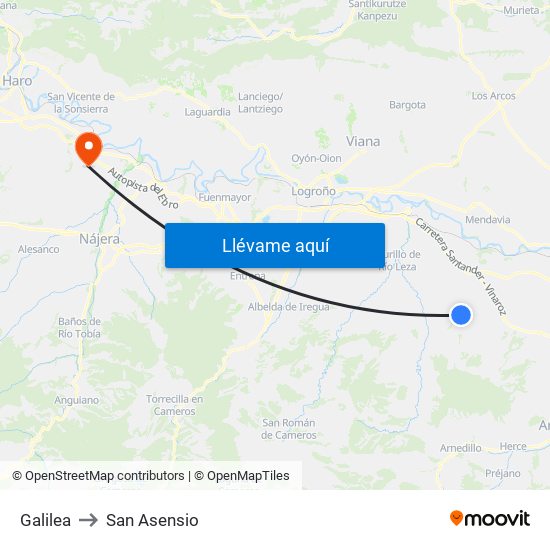 Galilea to San Asensio map