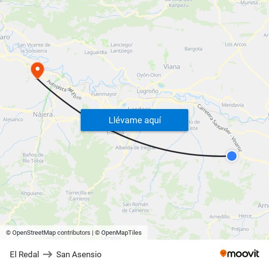 El Redal to San Asensio map