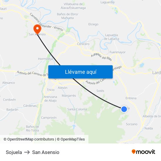 Sojuela to San Asensio map