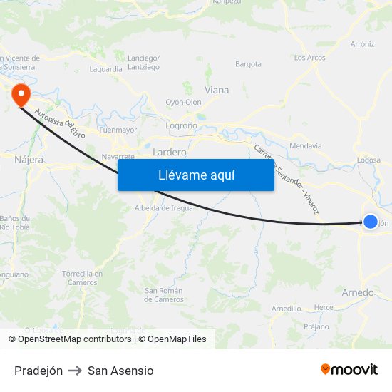 Pradejón to San Asensio map