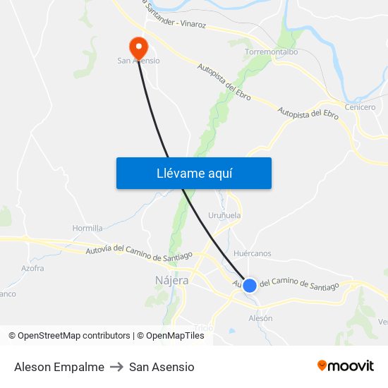 Aleson Empalme to San Asensio map