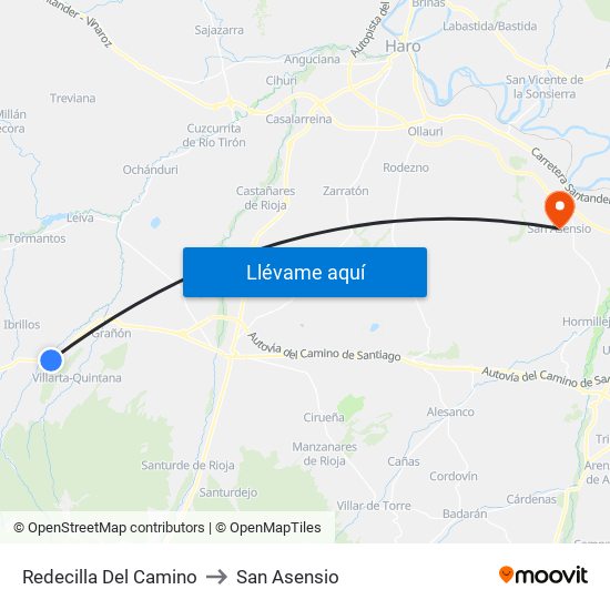 Redecilla Del Camino to San Asensio map