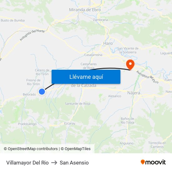 Villamayor Del Rio to San Asensio map