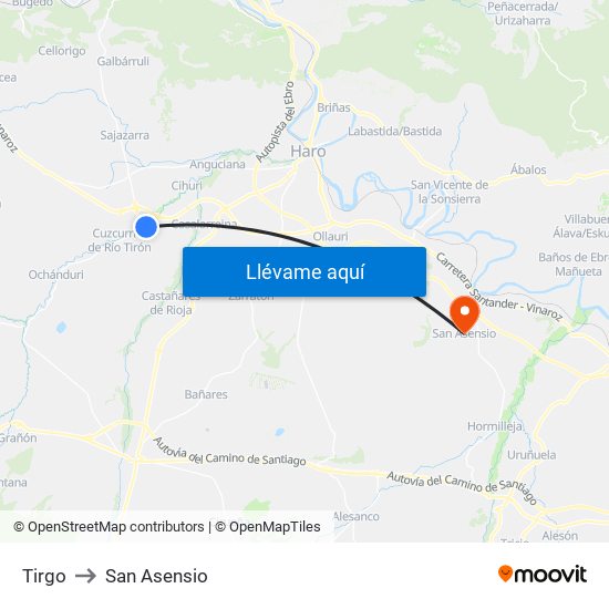 Tirgo to San Asensio map