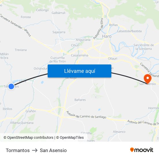 Tormantos to San Asensio map