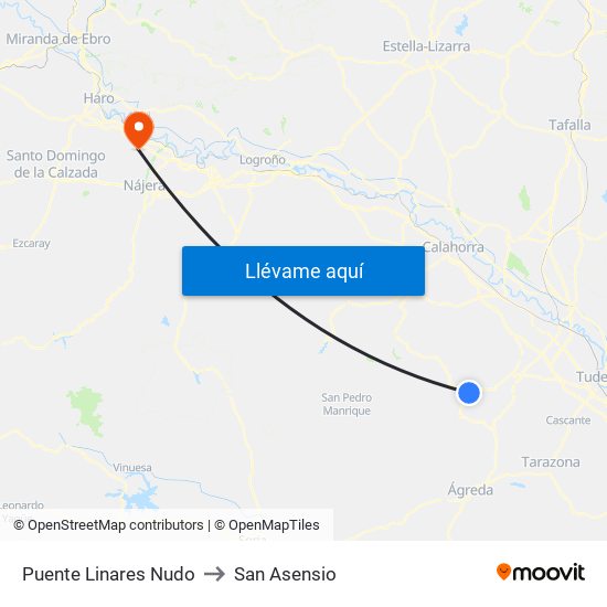 Puente Linares Nudo to San Asensio map