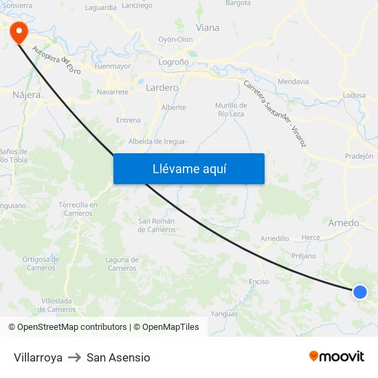Villarroya to San Asensio map
