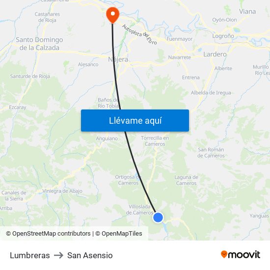 Lumbreras to San Asensio map
