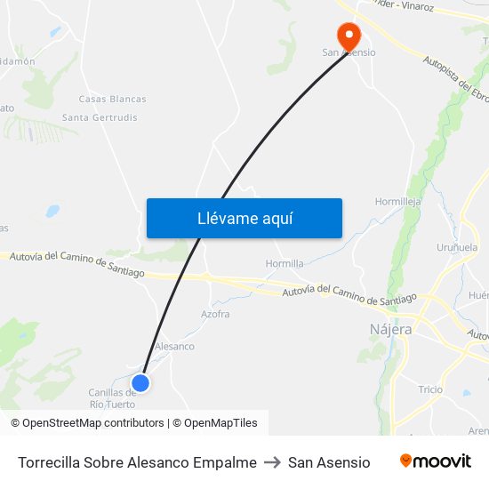 Torrecilla Sobre Alesanco Empalme to San Asensio map