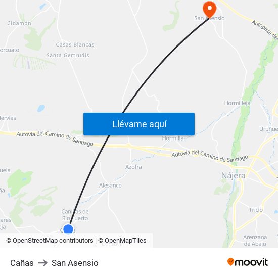 Cañas to San Asensio map