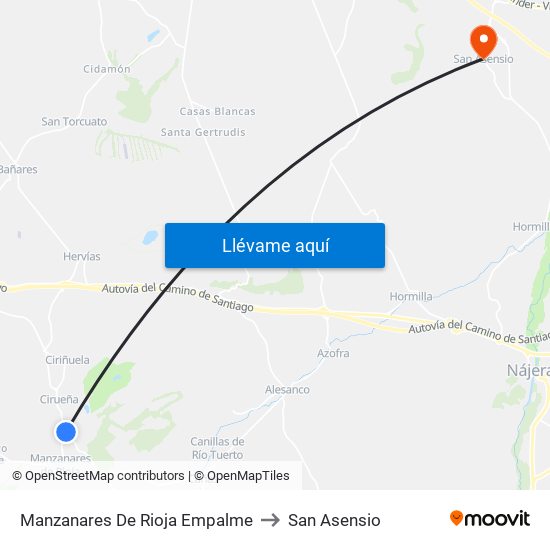 Manzanares De Rioja Empalme to San Asensio map