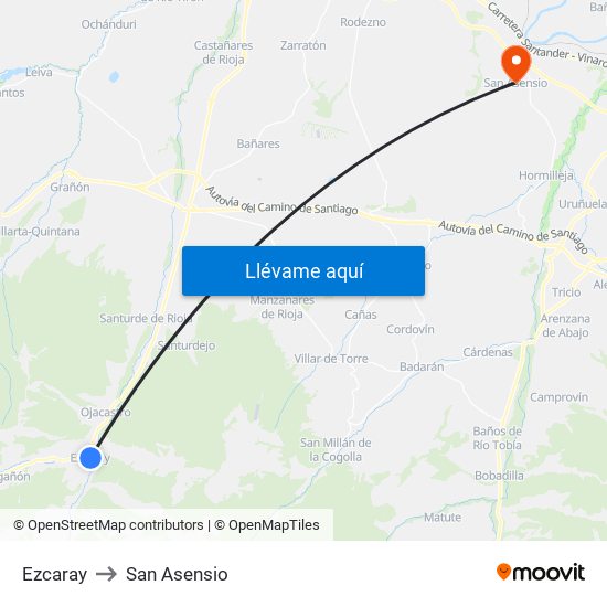 Ezcaray to San Asensio map