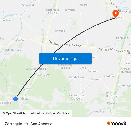 Zorraquin to San Asensio map