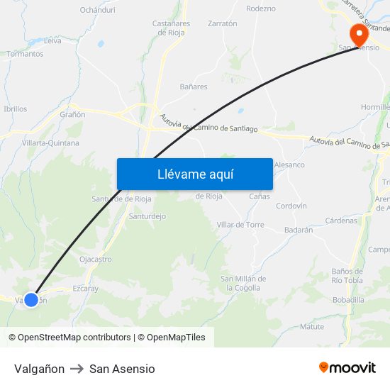 Valgañon to San Asensio map